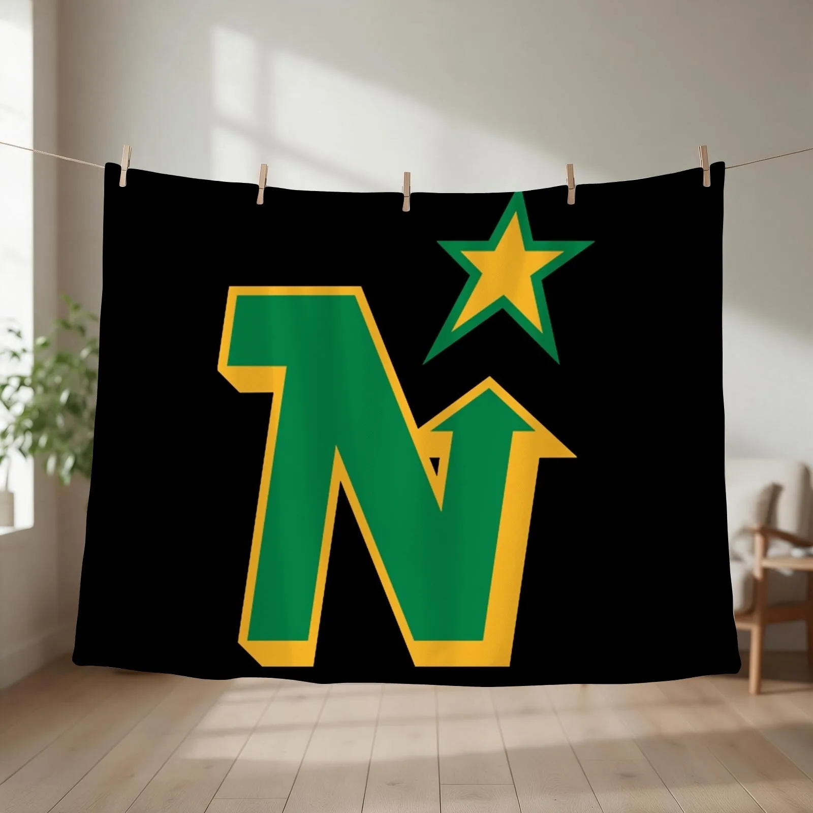 Defunct Minnesota North Stars Hockey 1991 Throw Blanket Softest Plaid on the sofa Retros Beautifuls Blankets