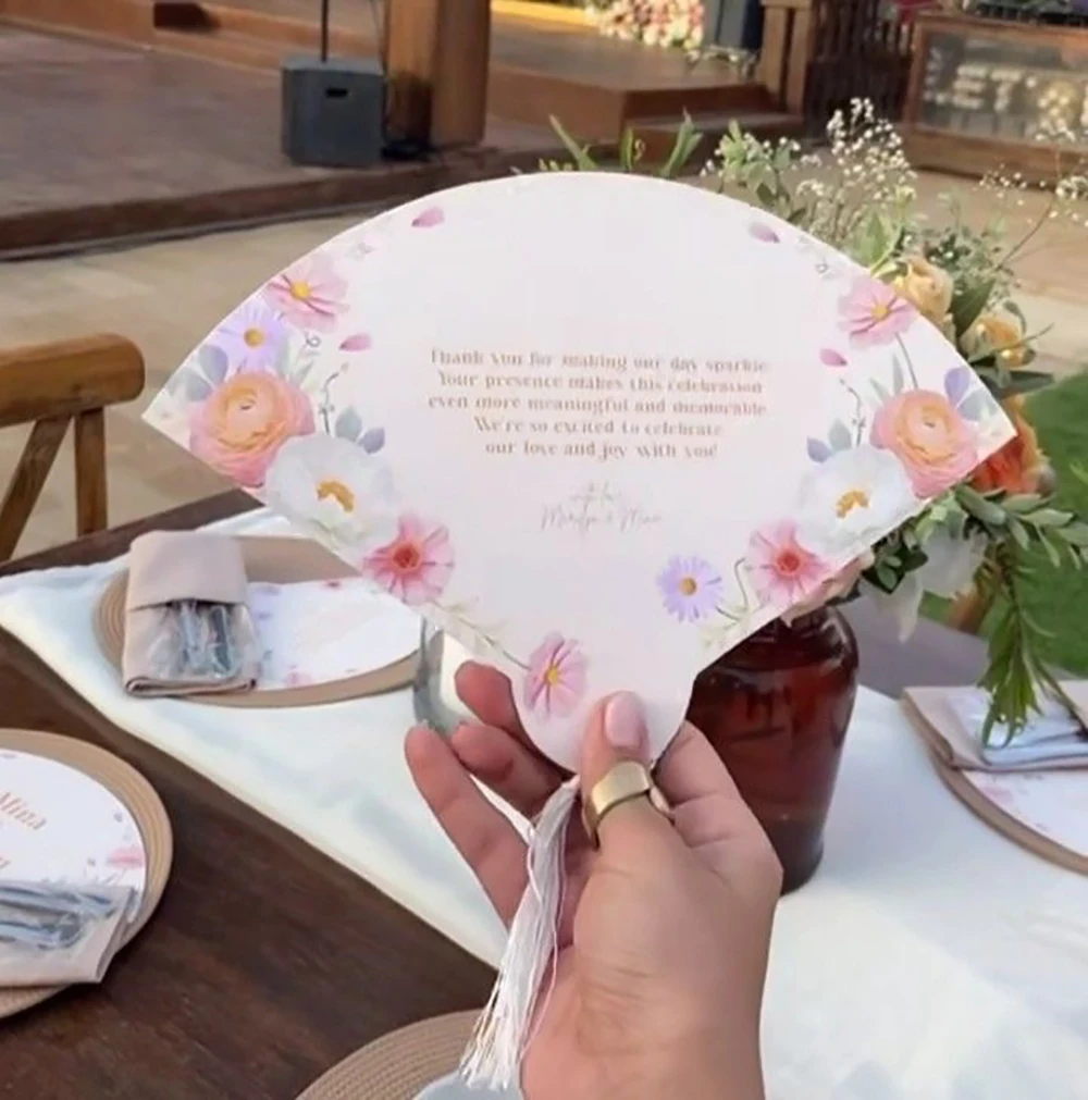 

Элегантный веер на заказ, свадебное приглашение, вечерние, ужин, меню, свадебный душ, открытка с благодарностью, индивидуальное имя, текстовый дизайн, декор с принтом