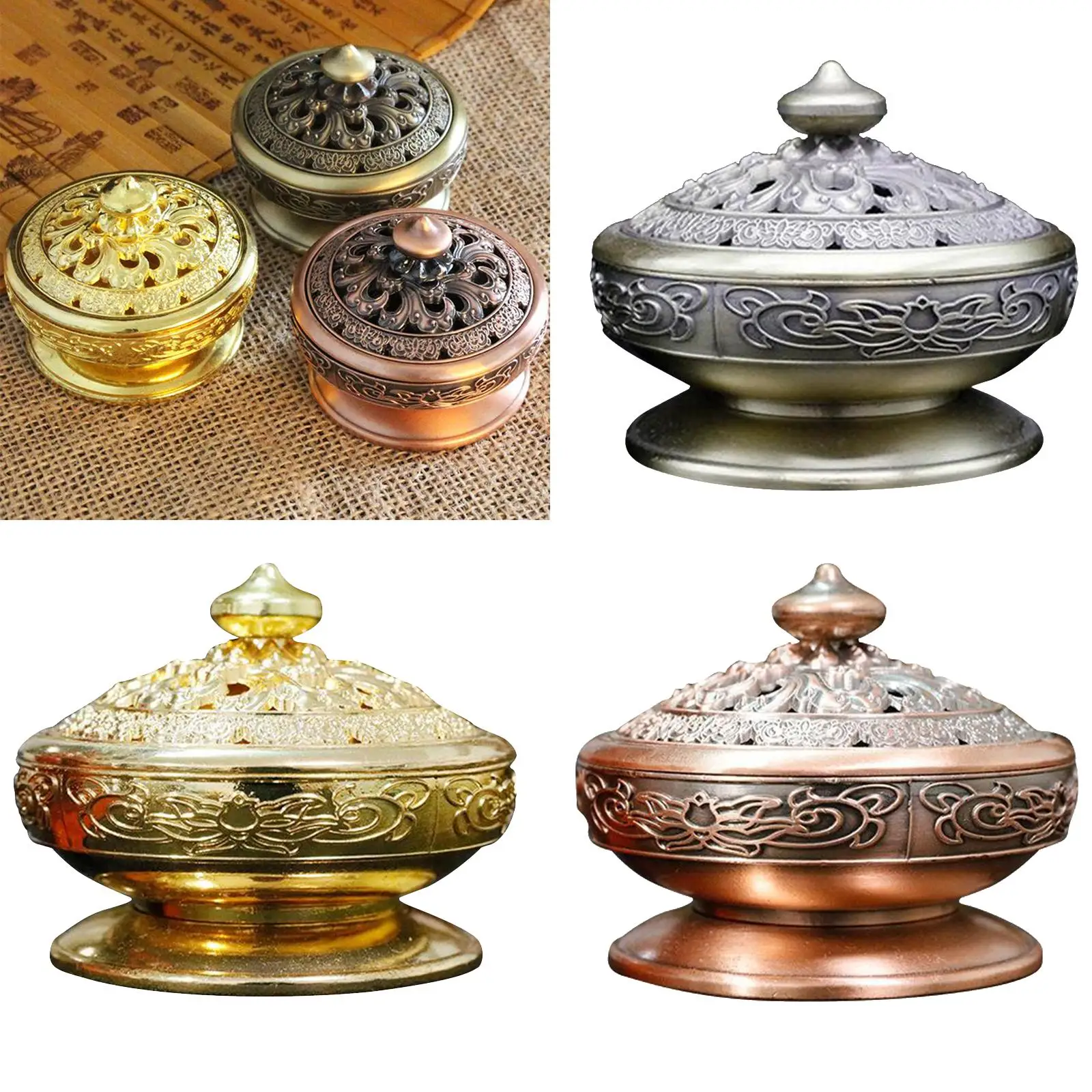 Tibetan Lotus Buddhist Mini Incense Cone Burner Holder Waterfall Backflow Home Meditation Room Decor Ornaments