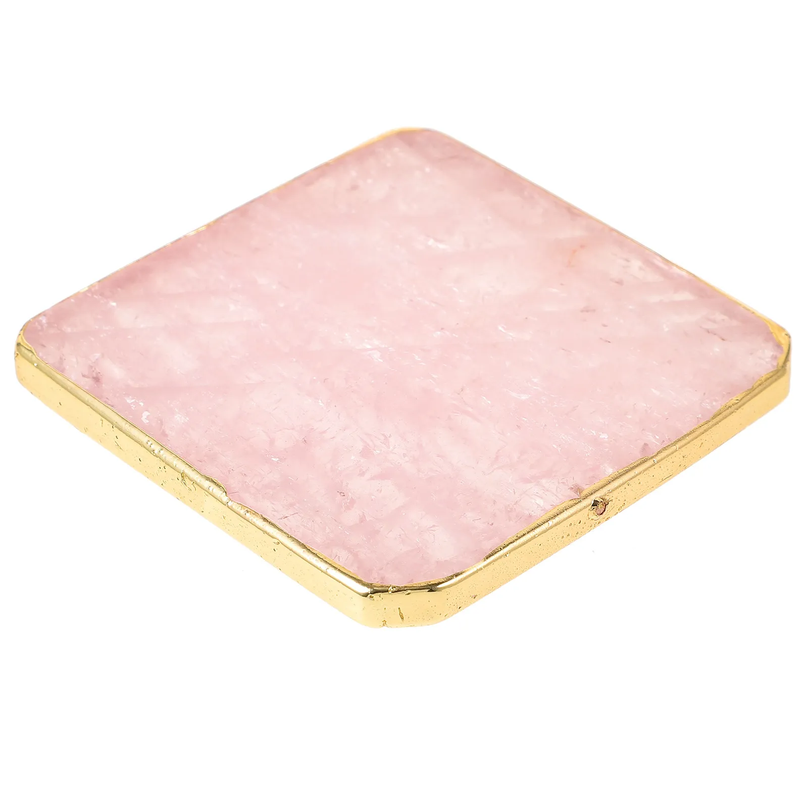 Pink Quartz Crystal Coaster Table Mat Decorative Cup Pad Drink Holder for Dining Kitchen Office Crystal Coaster