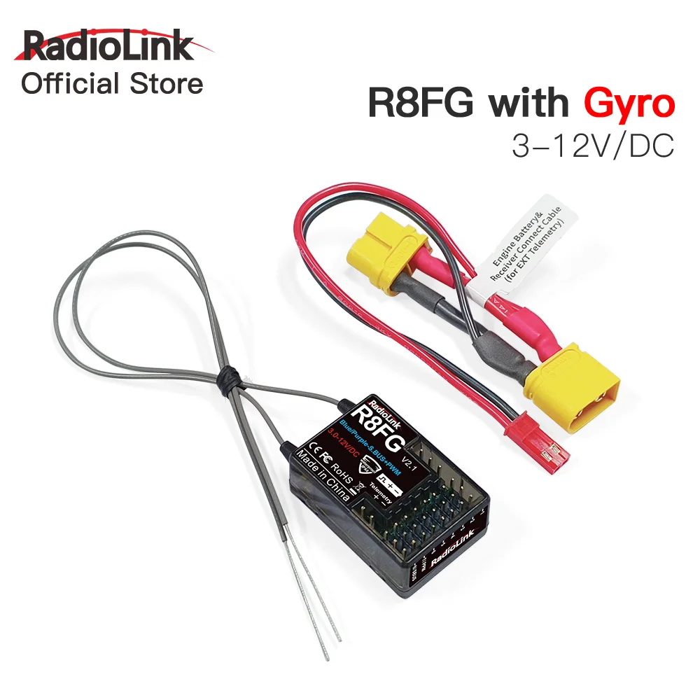 Radiolink-receptor R8FG para coche y barco, dispositivo RC8X, RC6GS, RC4GS, T8S, T8FB, retorno de voltaje de 2,4 metros, 8 canales, 600G