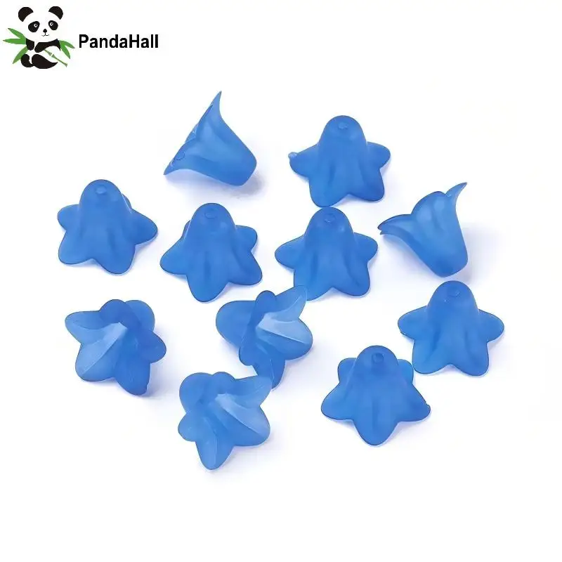 PandaHall 50pcs 16x12mm  Transparent Acrylic Spacer Beads Frosted Flower Bead Caps for DIY Bracelet Necklace Jewelry Making