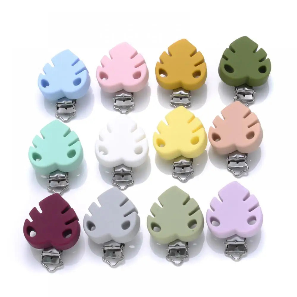 1Pcs Silicone Leaves Pacifier Clips Baby Teethers Food Grade Silicone Beads For Feeding Pacifier Chain Making BPA Free