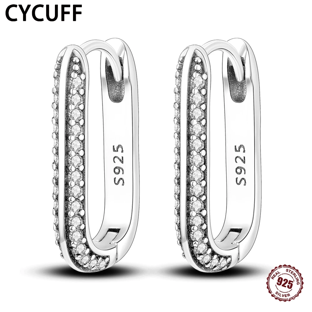 

Серьги-кольца CYCUFF 2025 из стерлингового серебра 925 пробы с геометрическим минималистичным дизайном, инкрустированные цирконами, U-образные, женские, модные, для вечеринок, ювелирные украшения