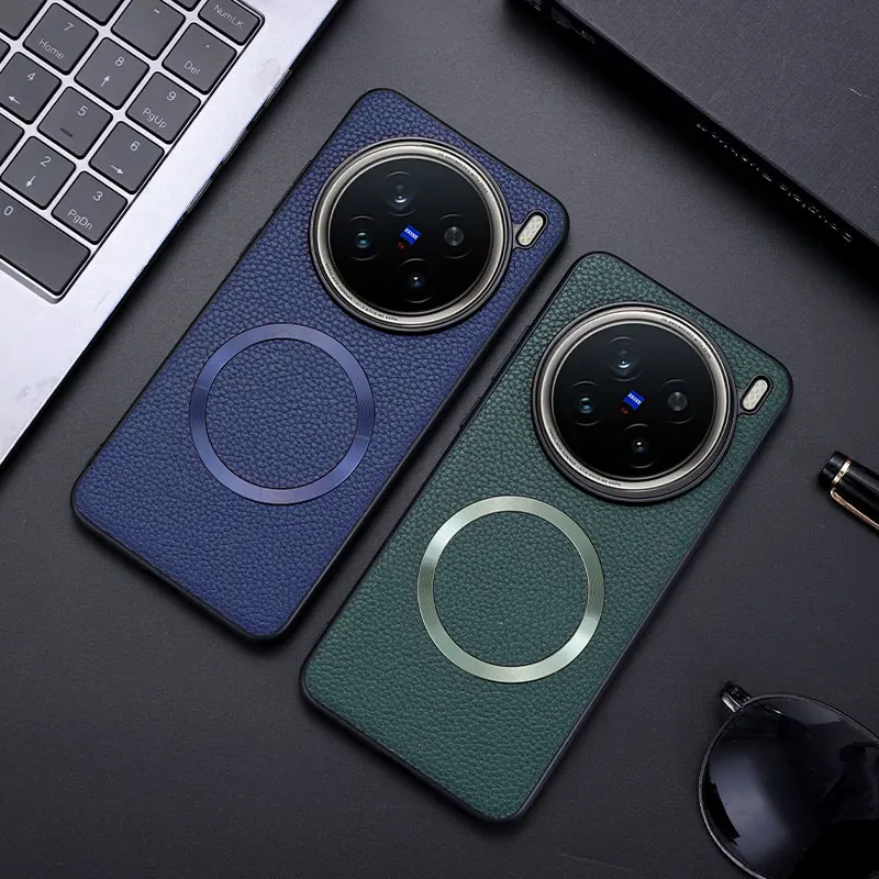 

For Vivo X200 Pro,X200 Case Magnetic PU Leather Lichee Pattern +PC Anti-slip Ultra Thin Cover for VIVO X 200