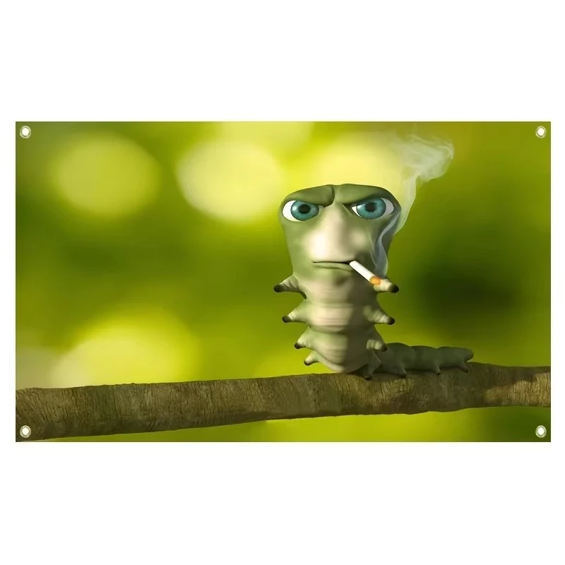 CATERPILLAR Funny Flag 3x5ft Premium Polyester Wall Art for Bedroom Dorm Decor Indoor Outdoor Aesthetic Hanging