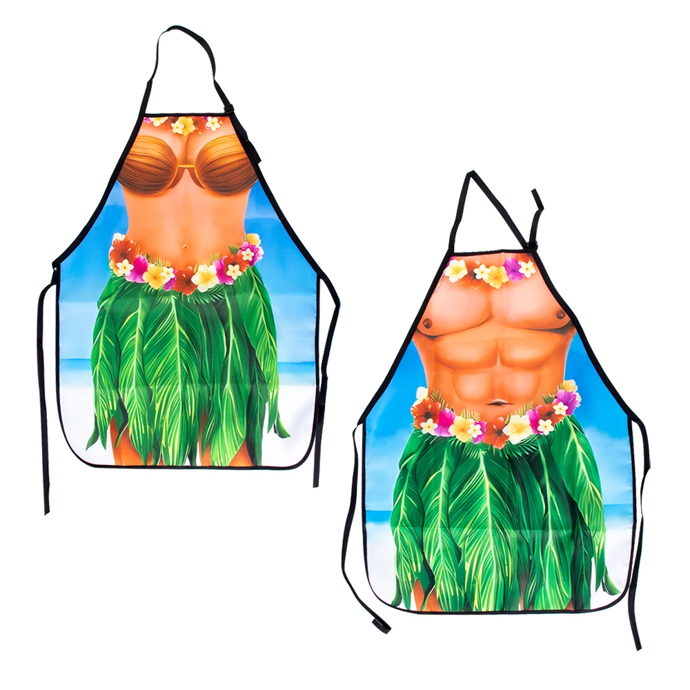 1 قطعة مآزر هاواي مضحك الخبز البستنة الخياطة شواء مقاوم للماء مآزر الزوجين لحفلة الصيف هاواي ألوها لوازم الحفلات
