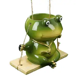 Small Frog Planter Tabletop Resin Succulent Pots Cute Multifunctional Succulent Planter Portable Animal Planter for Windowsill