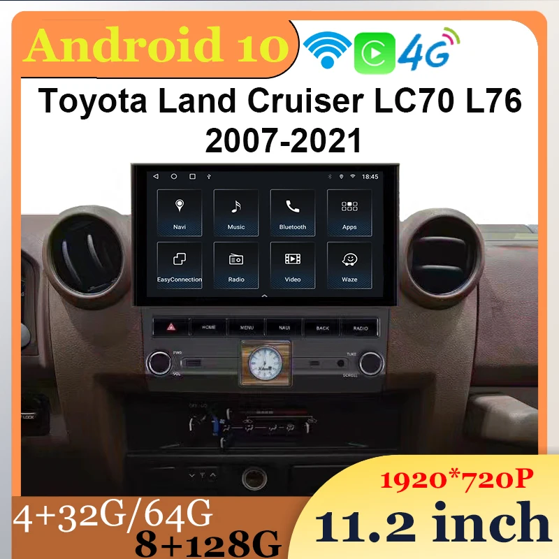 Android 10 11.2 inch Wireless Carplay For Toyota Land Cruiser LC70 L76 2007-2021 GPS Navigation Touch Screen Blue-tooth 4G LTE