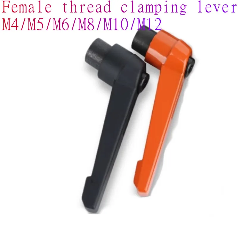 1pc clamping knob M4 M5 M6 M8 M10 M12  Orange  Black Female Thread Clamping Lever Adjustable Handle