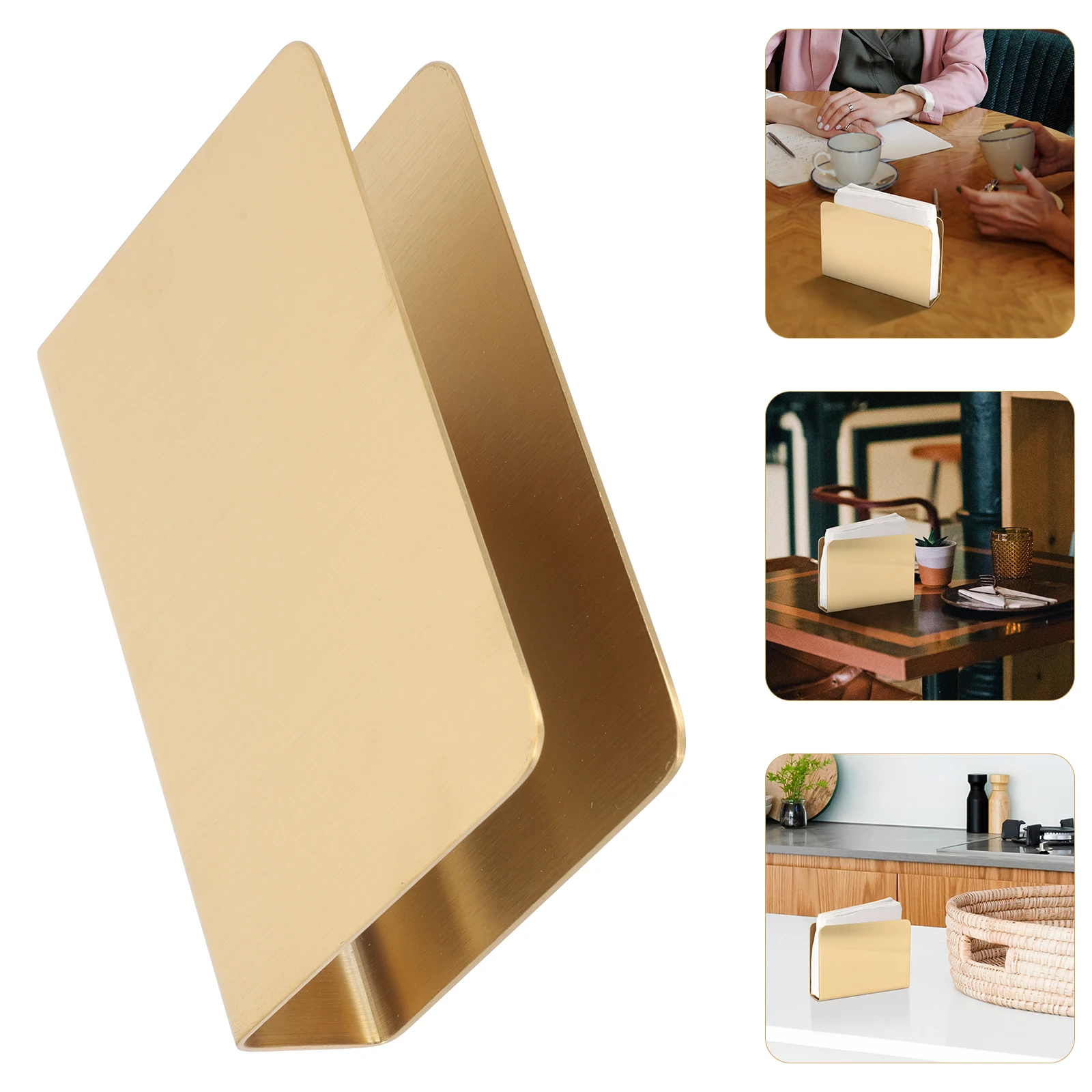 

Premium Restaurant Table Stand Bar Cocktail Dispenser Hotel Kitchen Holder Decorative Golden Stainless Steel Vertical Napkin
