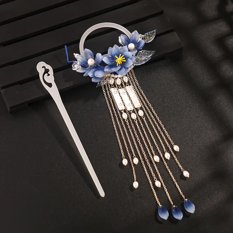 여성용 앤티크 스타일 난초 백 비녀 모자