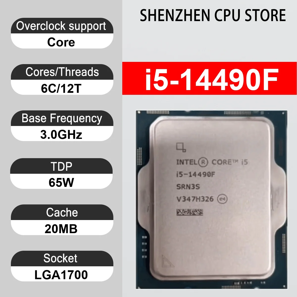 Intel Core i5-14490F 6 Core 12 Thread 3.0GHz 65W 24MB Cache 10nm Raptor Lake Refresh DDR5-4800 / DDR4-3200 MHz SRQ8S LGA1700