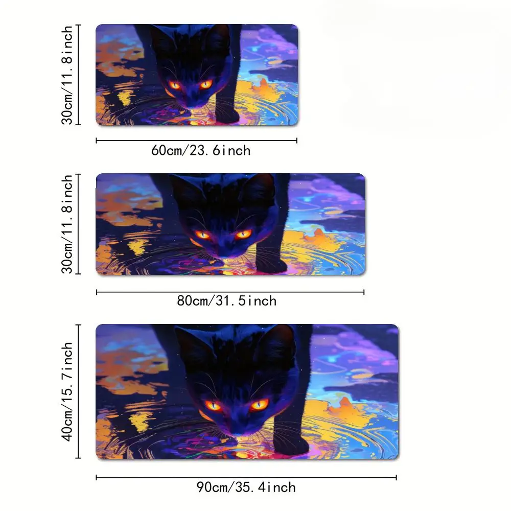 لوحة ماوس فنية على شكل قطة، حصيرة مكتبية كبيرة تجريدية، لوحة ماوس للألعاب مع سجادة لعب غير قابلة للانزلاق للمكتب #6
