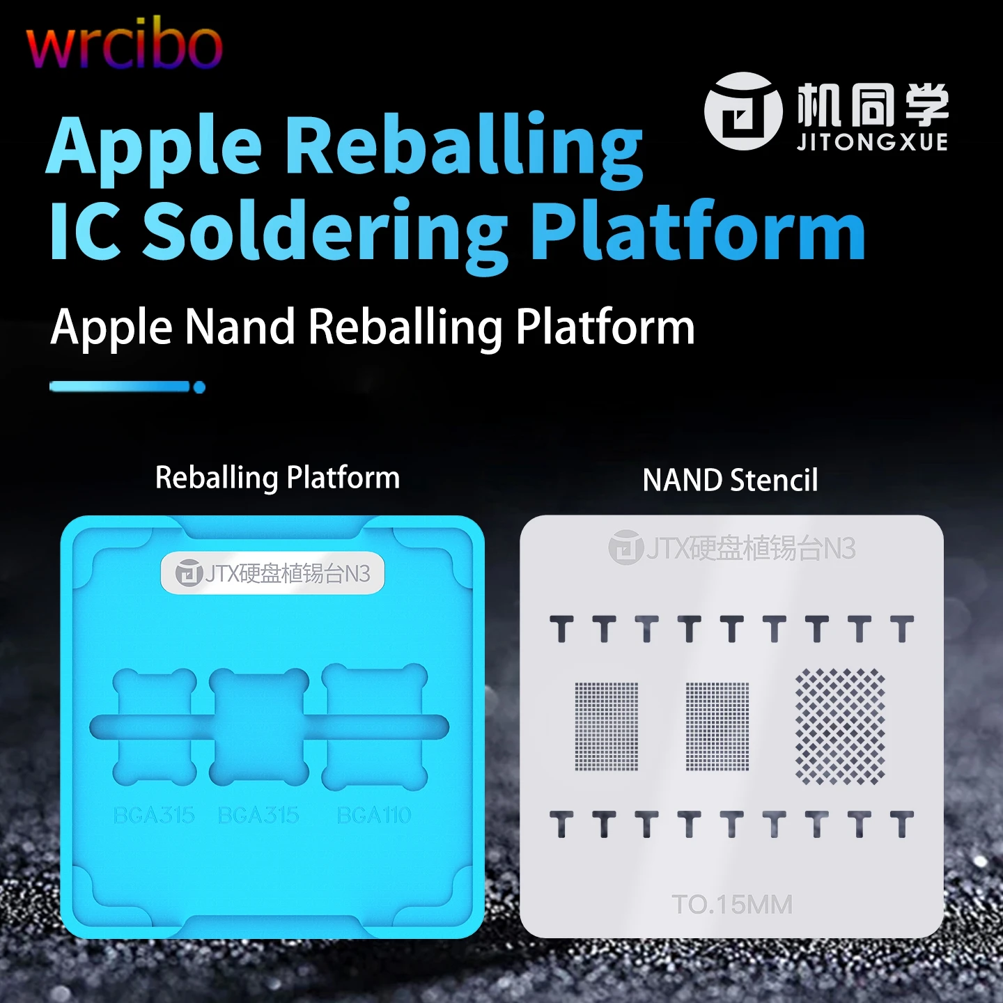 Jtx bga110 bga315 bga plantio estanho reballing estêncil plataforma telefone móvel nand ic chip estanho plantio solda malha de aço dispositivo elétrico