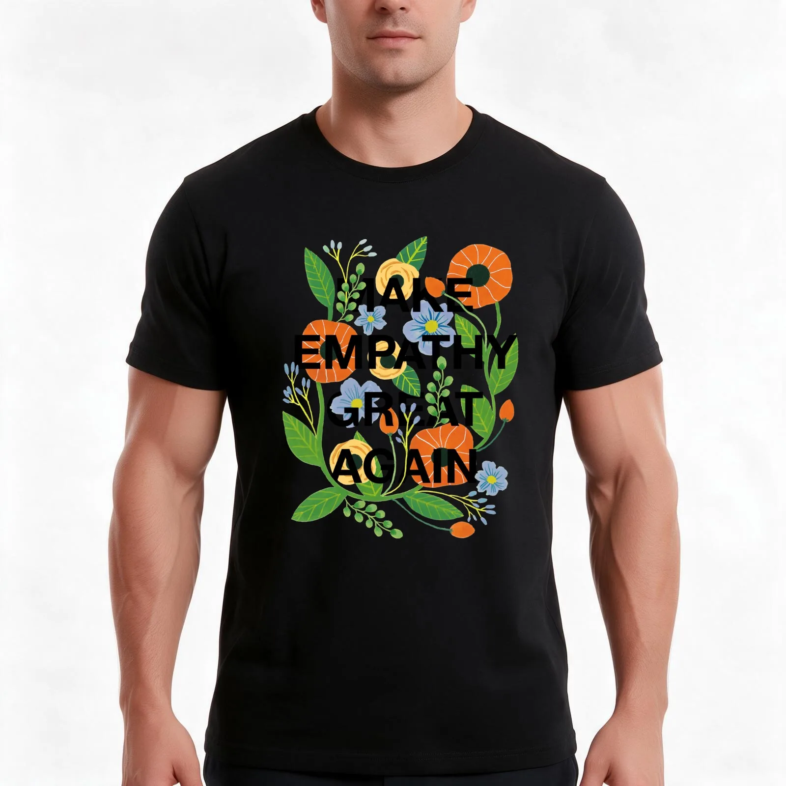 Make Empathy Great Again T-Shirt, Summer Casual Cotton Tee, Oversized Streetwear Tops, Vintage Graphic Print, Unisex Men Women