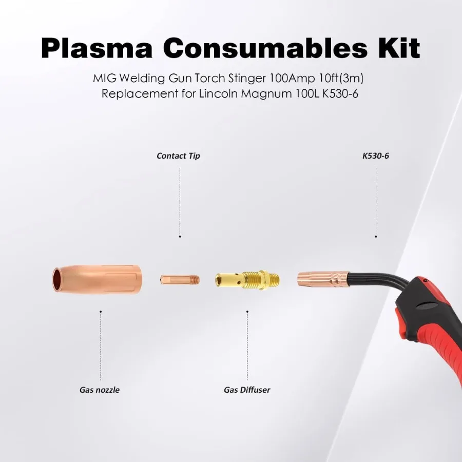 MIG Welding Gun K5306 Magnum Torch Stinger 100Amp 10ft Replacement for Lincoln Magnum 100L K5306 SP Power MIG 140T 180TEasyCore