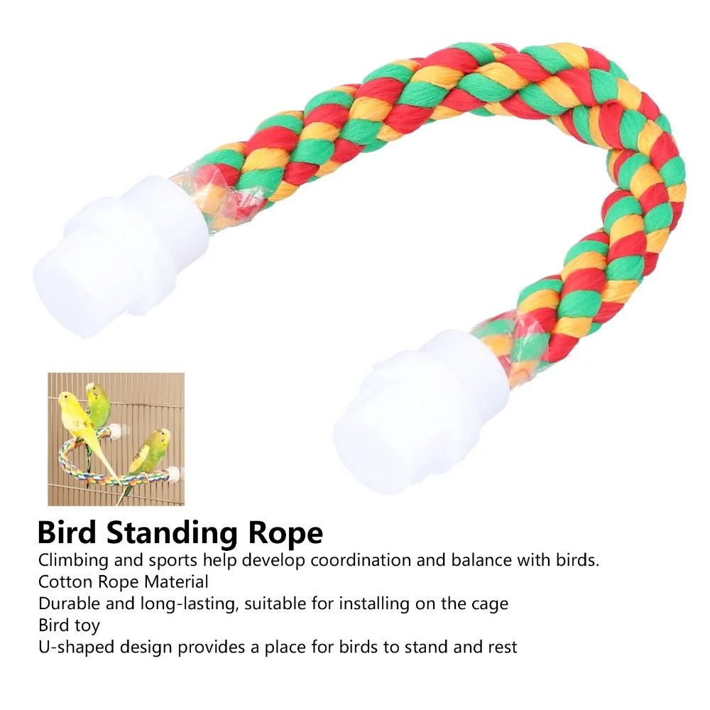 Colorful Design Bird Climbing High Quality Cotton Rope Bite Resistant U Shape Stand Adjustable Length U Shape Structure