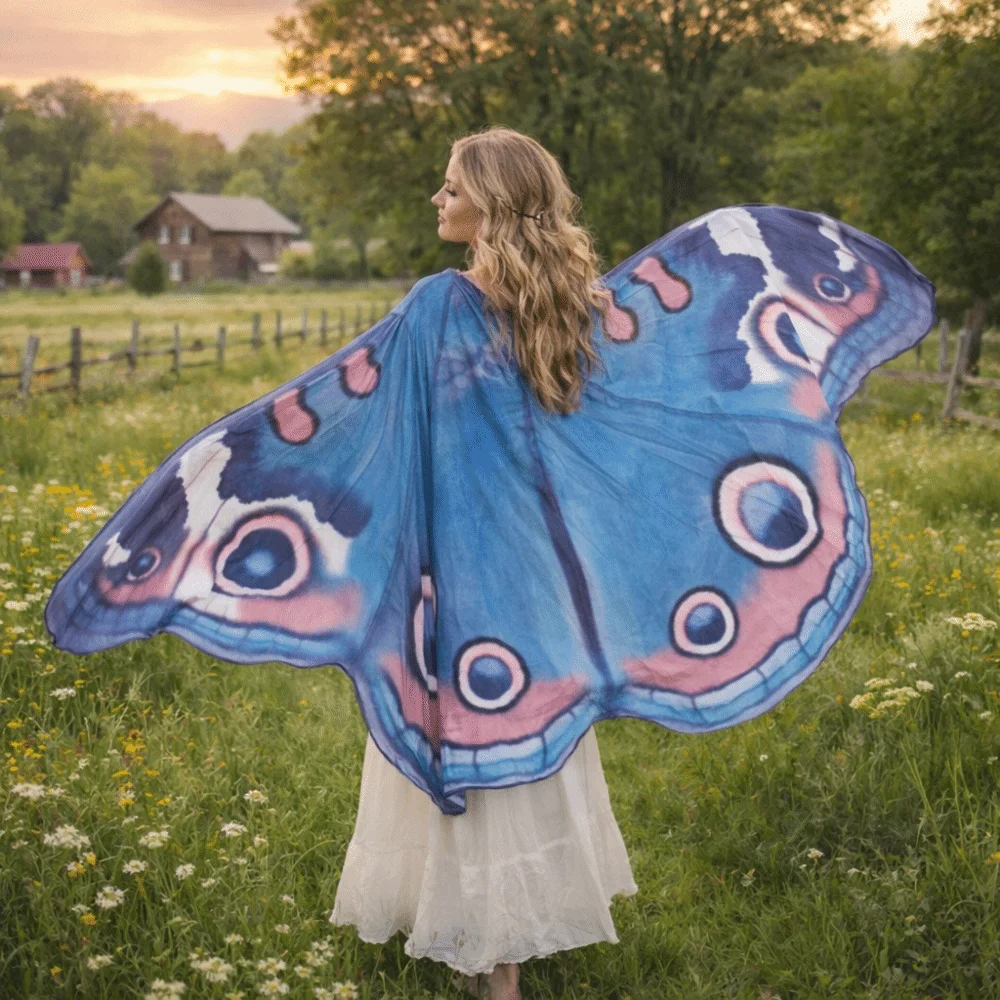 Carnival Moth Butterfly Cape Party Halloween Butterfly Peacock Shawl Masquerade Show Butterfly Cosplay Costumes Banquet