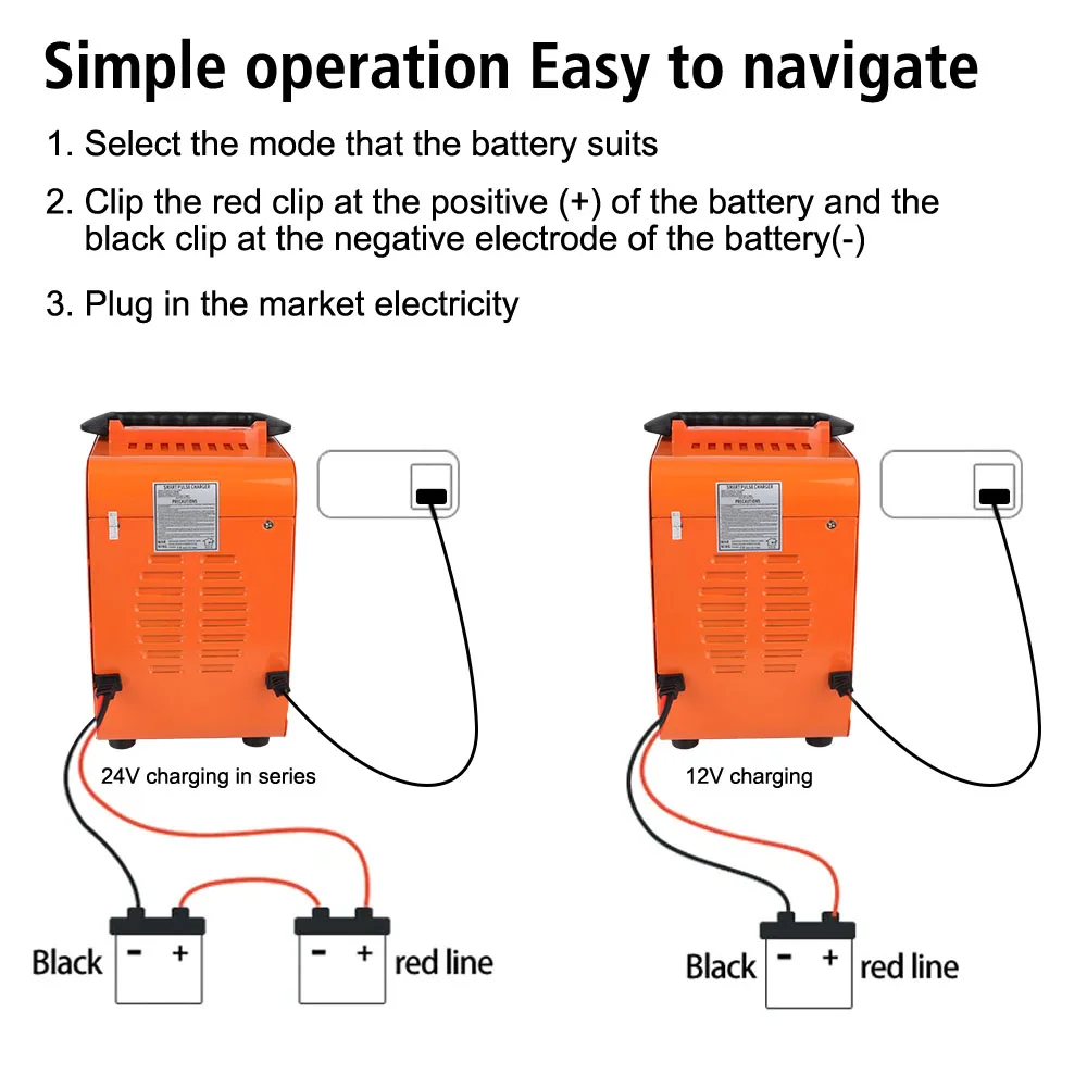 오토바이 SUV 트럭 차량용 배터리 LED 디스플레이, 12V 24V 스마트 자동차 배터리 충전기, 펄스 수리 배터리 충전, 400W 강력한