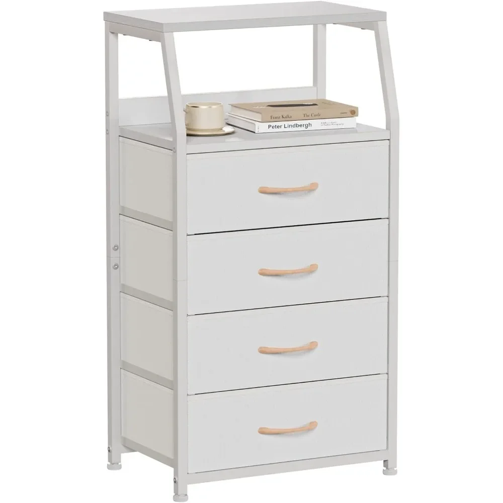 4 Drawers Vertical Storage Tower for Bedroom, Hallway, Entryway, Nursery, Closet Organizer, Nightstand Bedside Table Furniture,