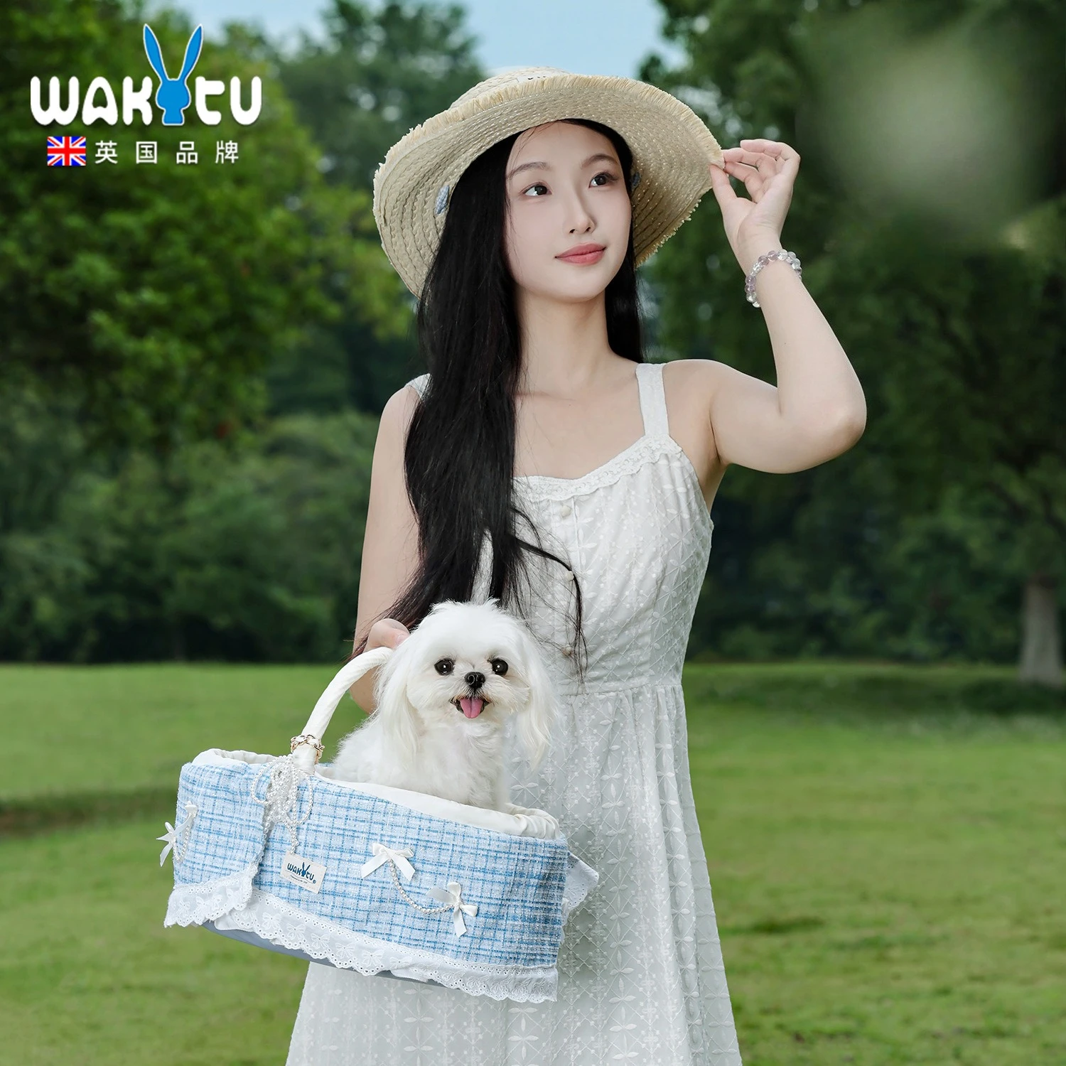 

Wakytu Dog Basket Bag Xiangfeng Outdoor Basket Handbag Portable Small Dog Pet Cute Cat Bag for Going Out