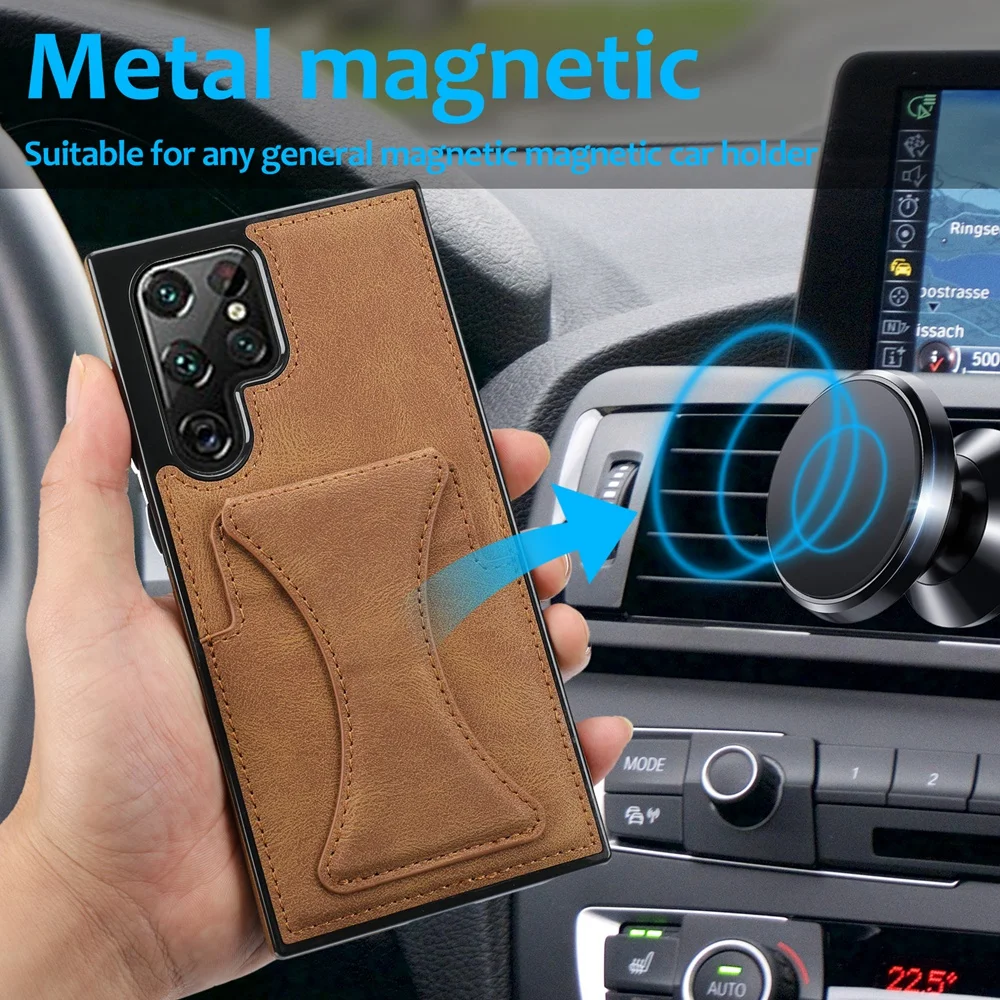 ​Hidden Kickstand Card Slot Leather Case For Samsung Galaxy S26 S25 S24 S23 S22 S20 S21 FE Note 20 Ultra S10 Plus S25 Edge