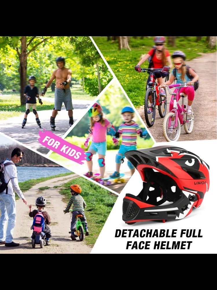 Lixada Fahrradhelm Kinder Abnehmbarer Integralhelm Kinder Sportschutzhelm für Zyklus Skateboarding Rollschuhlaufen