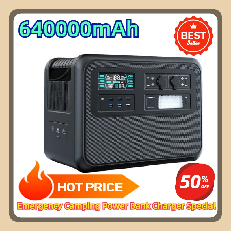 Emergency Camping Power Bank Charger Special for Emergency Shelter Lithium Battery 2000W Portable Power Station 640000mAh 2000Wh