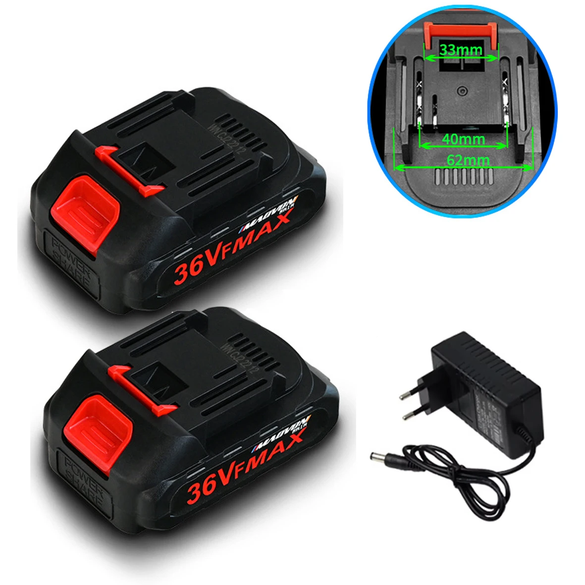 

36VF 10000mAh High Capacity Rechargeable Lithium Ion Battery for Makita 18V/21V Electric Power Tool Battery EU/US/AU/UK Plug