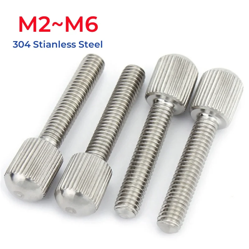 GB836 M2 M2.5 M3 M4 M5 M6 304 Stianless Steel Knurled Small Head Thumb Screw Hand Tighten Curtain Screws Bolts