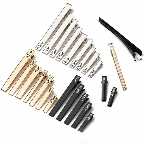 주얼리 제작용 금속 싱글 프롱 악어 머리핀 치아 세팅 액세서리, DIY 여성용 헤어 클립, 20mm, 32mm, 40mm, 55mm, 65mm, 80mm, 10 개 