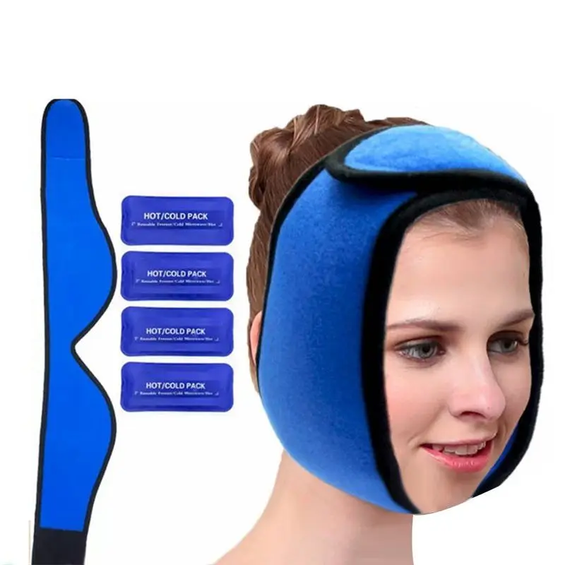 Beauty For Extended Face Oral Surgery, TMJ Pain Relief Wisdom Teeth Ice Pack Head Wrap Featuring Gel Ice Packs