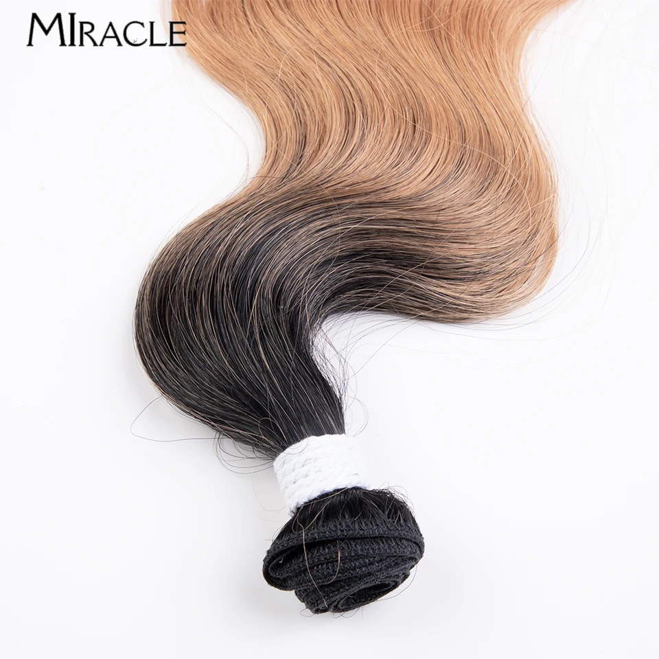 MIRACLE-Extensions Capillaires Synthétiques Ondulées pour Femme, Tissage de Cheveux Artificiels, Blond Ombré, Rouge, Brun, Cosplay, 30 Paquets