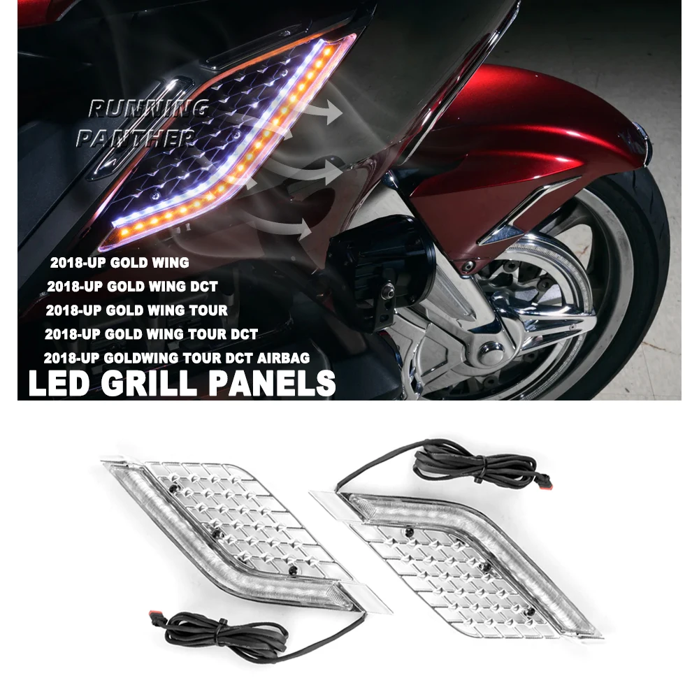 

Motorcycle LED Light Radiator Grill Panels Decorative Light Lamp For Honda Goldwing Gold Wing GL1800 Tour DCT Airbag 2018-2023