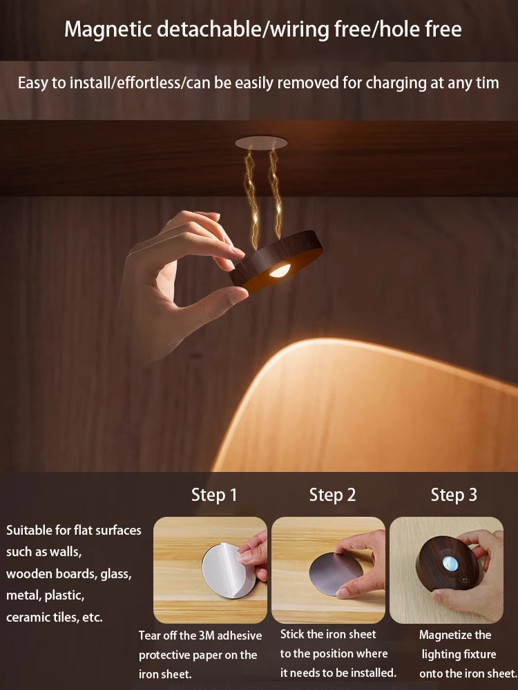 Led Spotlights Wireless Remote Control Charging Small Spot Light Wine Cabinet Atmosphere Display Ceiling Lamp Magnetic Walnut