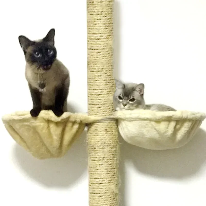 Soft Hammock Install On Cat Tree Cat Sleeping Kennel Hanging Thick Plush 4Colors Big Capacity Dia 30cm/35cm Pet Bed Big Cat