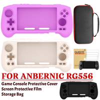 Portable Carrying Bag Shockproof Bag Tempera Glass Film Washable Soft Protective Cover for Anbernic RG556 Retro Game Console