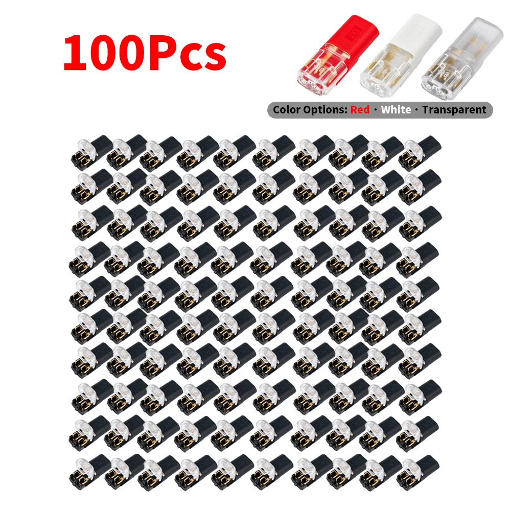 50PCS 2 Pin Quick Wire Connector Electrical Cable Splice Terminal for LED Strip Pluggable Cable Connector