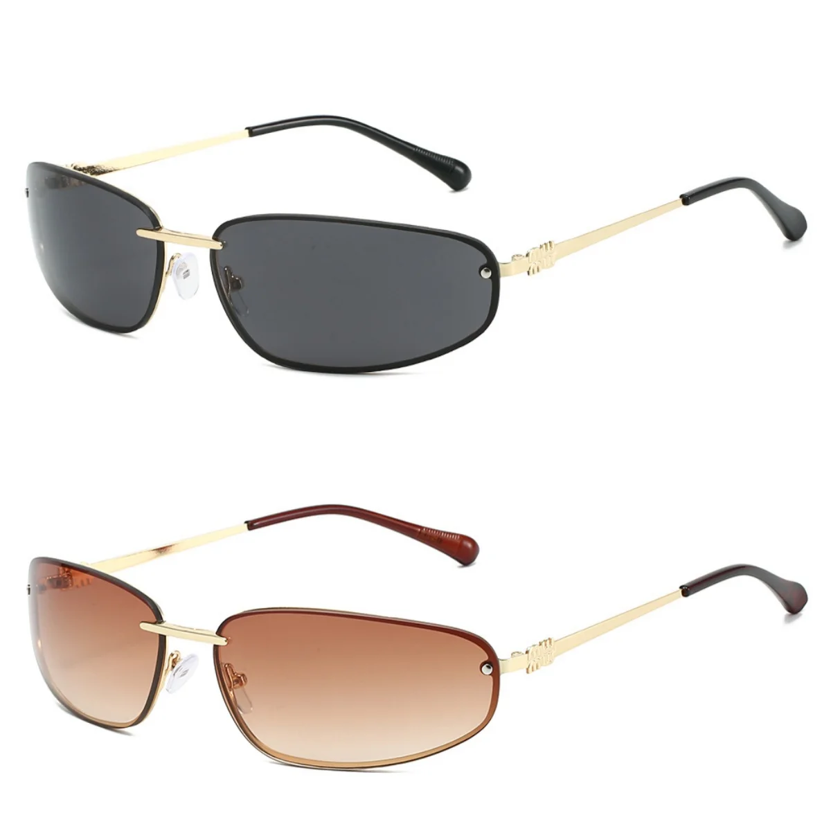 

Oval Rimless Y2K Luxury Sunglasses Women's Sunglasses Retro Premium Sense New Sunglasses Sunscreen Outdoor Riding Glasses