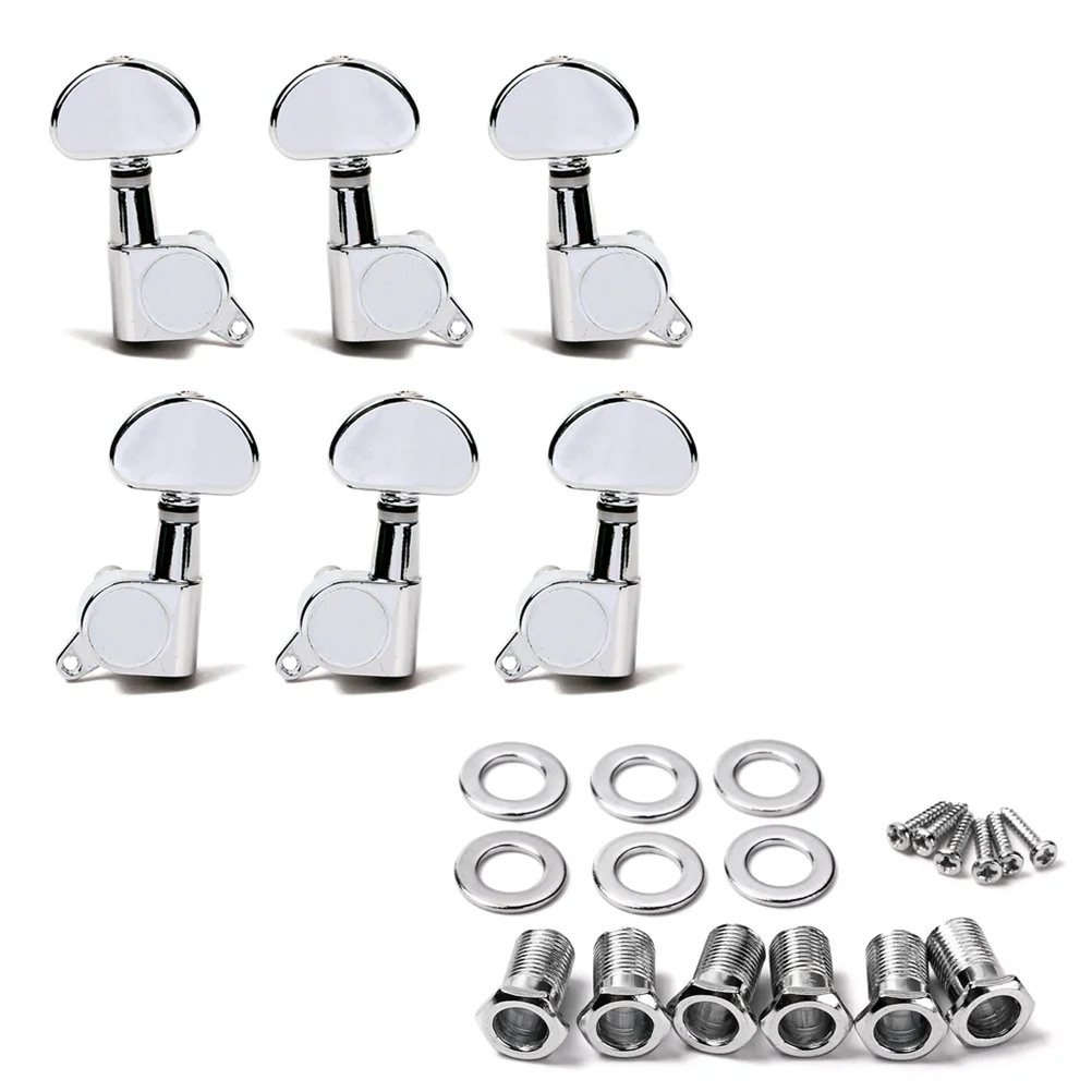 

6 PCS Electric Guitar Tuning Pegs Keys Bass Half Round Screws for Installation Threaded Bushings