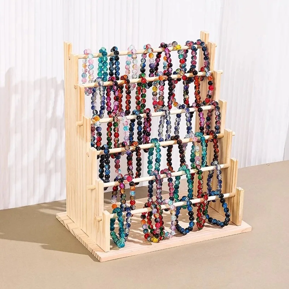 

Solid Wood Bracelet Display Stand Jewelry Bangle Storage Organizer Removable Showcase Rack Multi-layer Decorative Organizer