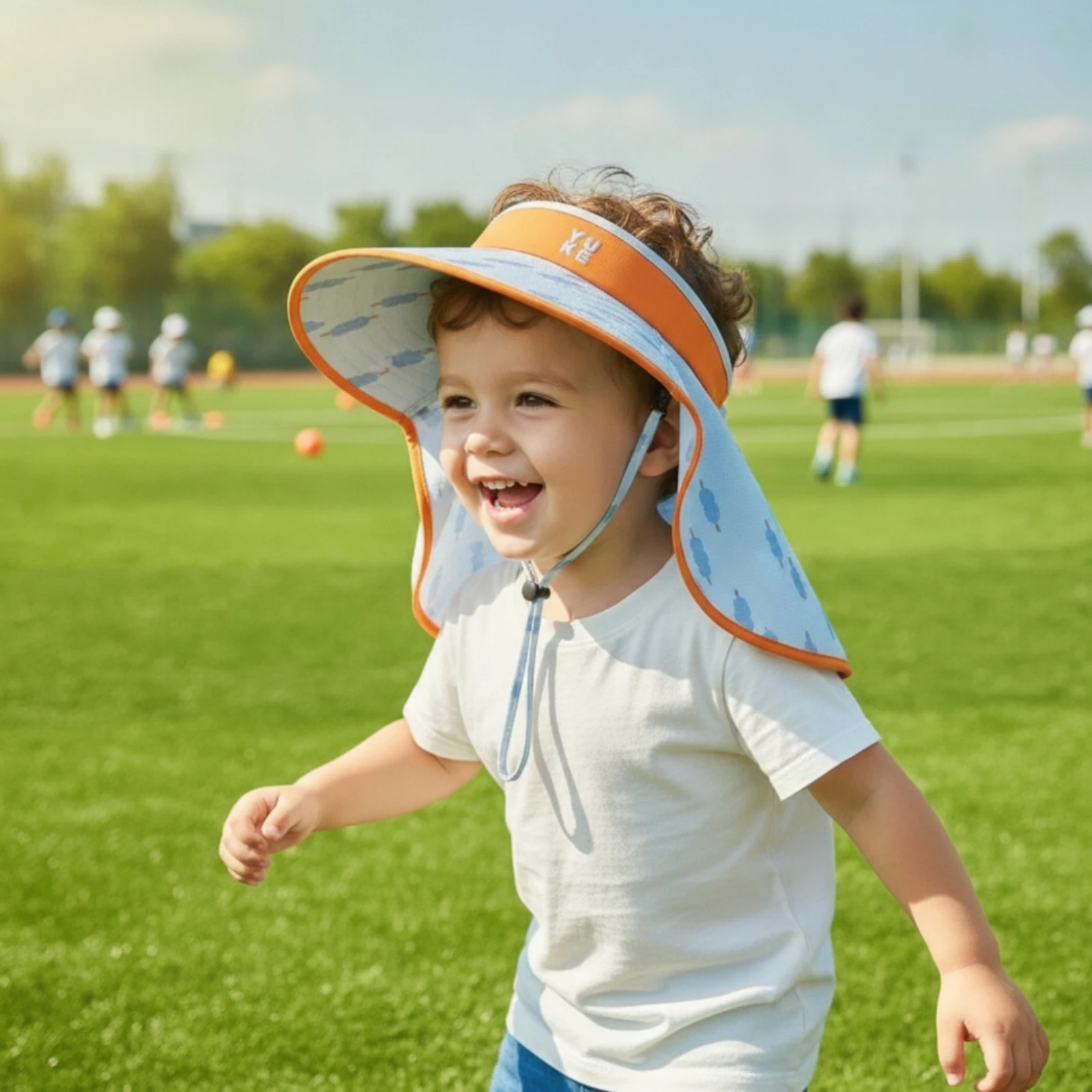 Sun Hat with Neck Flap Adjustable Open Open-Top Sun Hat Hat Visor with Neck Flap Breathable Quick-Drying for Children, Outdoor view 5
