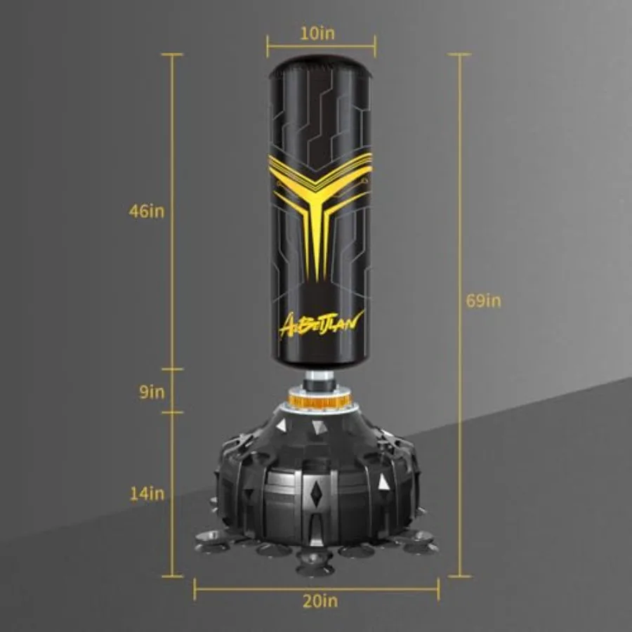 Freestanding punching bag for home office gym use PVC material black color suction cup base for stability and portability