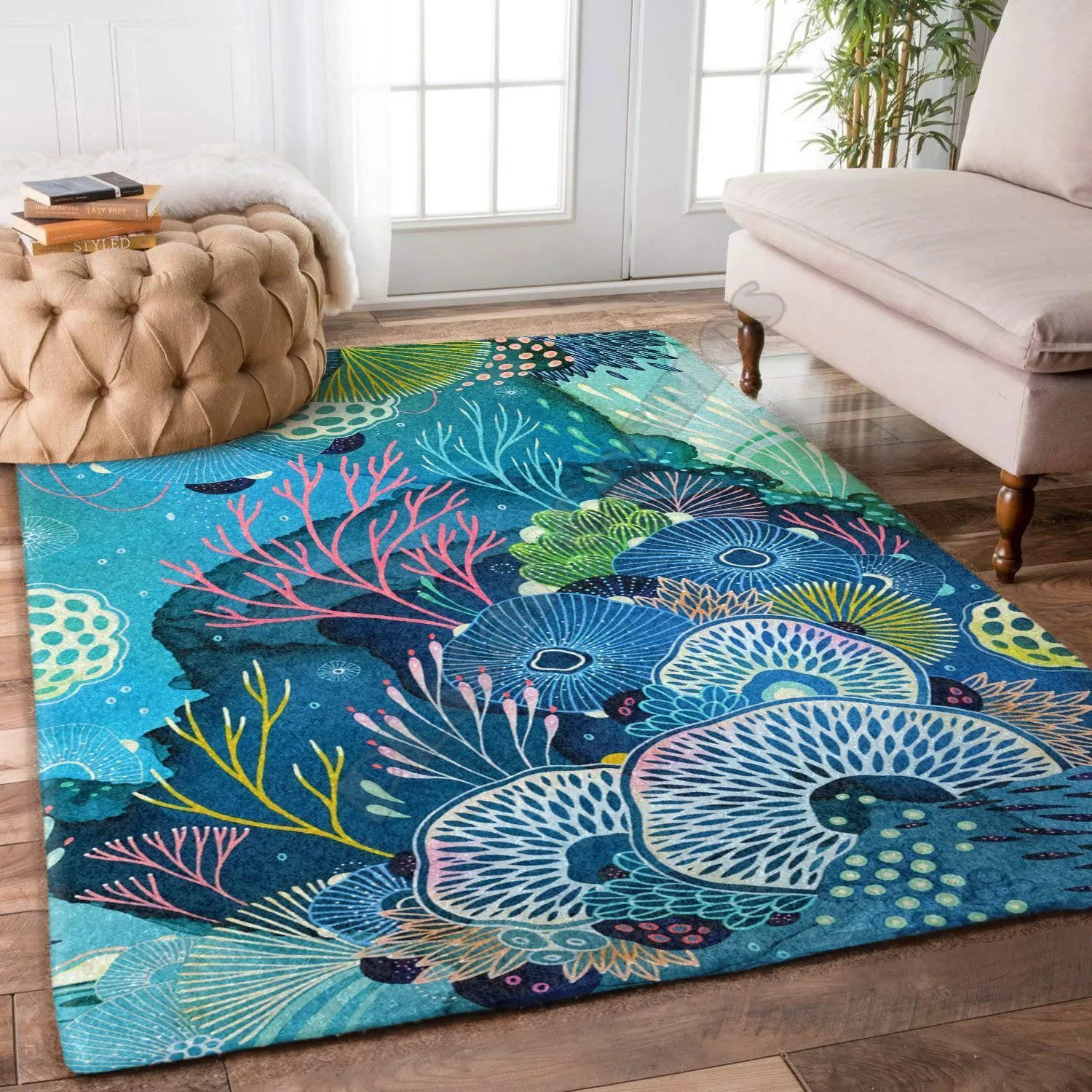 

PLstar Cosmos Coral Reef Area Rug Gift 3D All Over Printed Rug Room Mat Floor Anti-slip Large Carpet Home Decoration