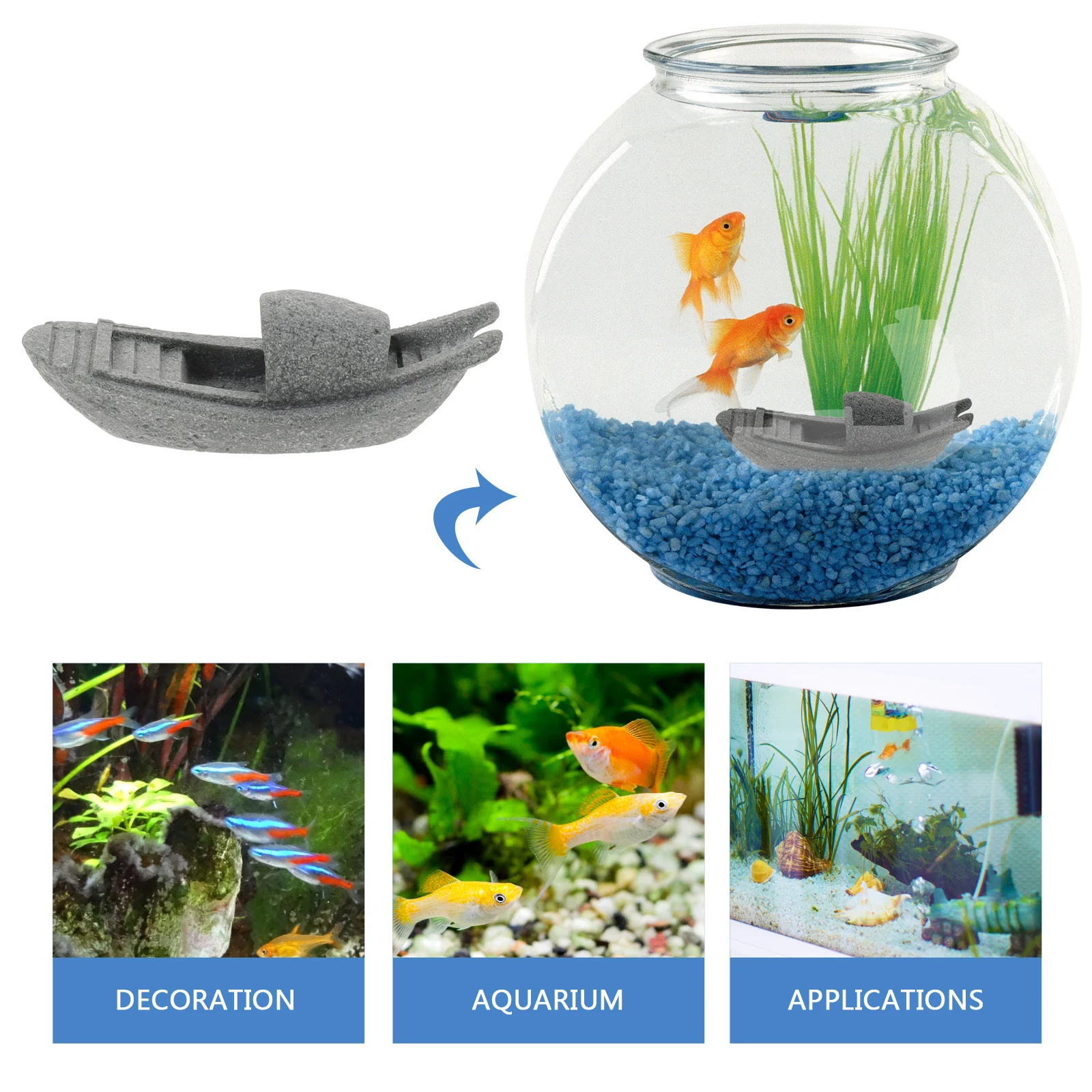 

Simulation Boat Decor Fish Tank Adornment Realistic Bridge Shaped Aquarium Ornament Durable Long Lasting Craft