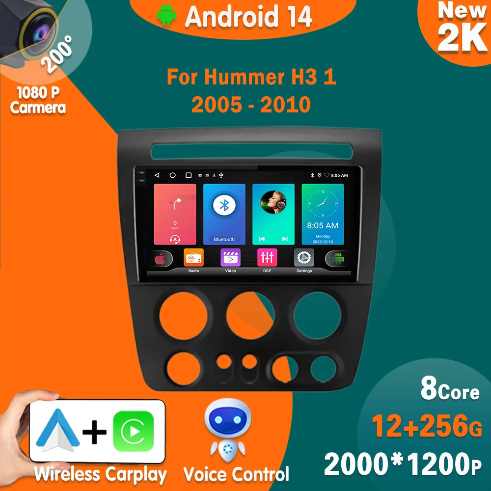 

Android 14 для Hummer H3 1 2005 - 2010 автомобильное радио, мультимедийный видеоплеер, навигация, стерео, GPS, беспроводное Carplay 4G