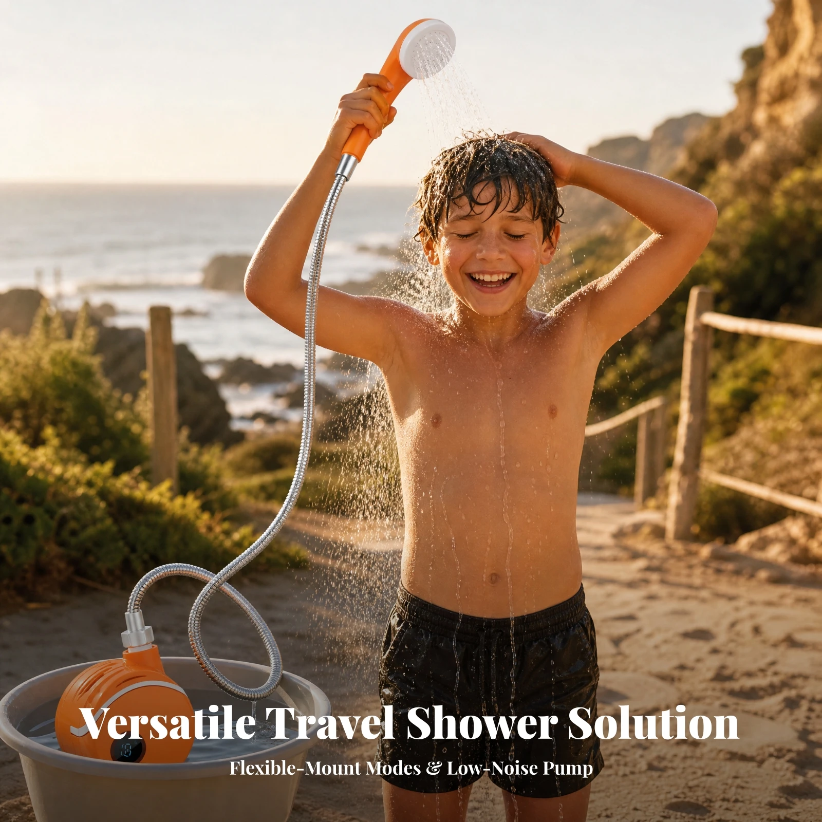 Rechargeable Camping Shower with Pump Multipurpose Portable Shower with Pump Quiet Operation Battery Operated for Caravanning