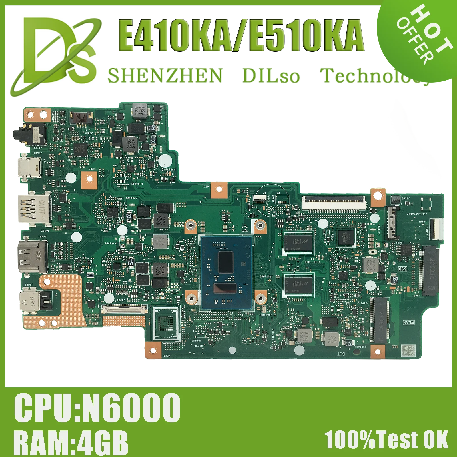 

KEFU motherboard is suitable for Asus Vivobook Go 14 E410KA E410K E510KA E510K laptop motherboard CPU N6000 4GB/RAM 100%