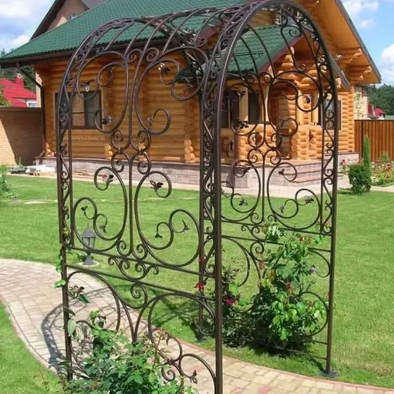 Decorative Iron Garden Arbor Customized Pathway Entrance Optional Screen Feature